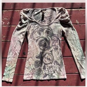 Body Central Pastel Floral Long Sleeve Top